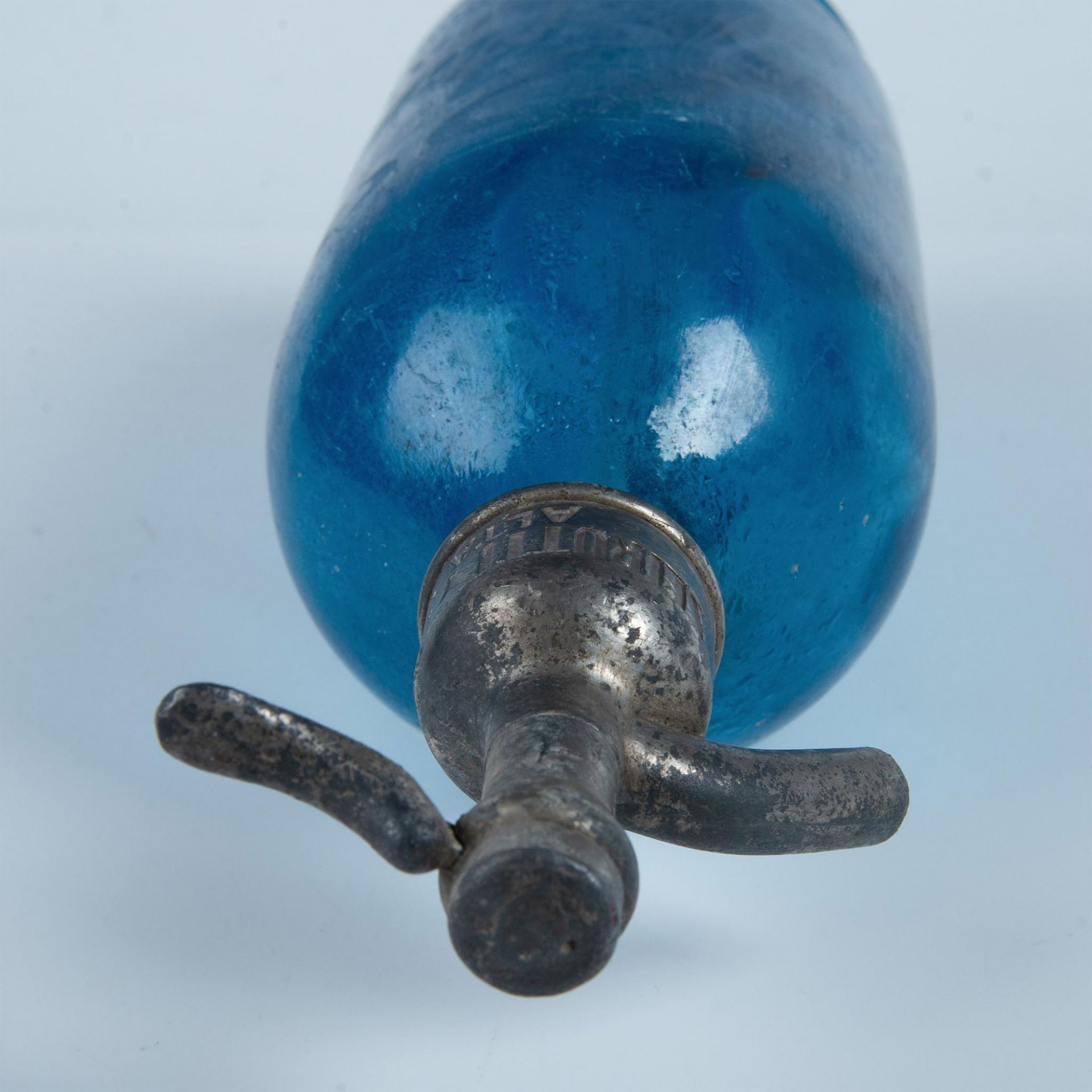 Antique Blue Glass Seltzer Bottle & Siphon, Argentina - Image 4 of 6