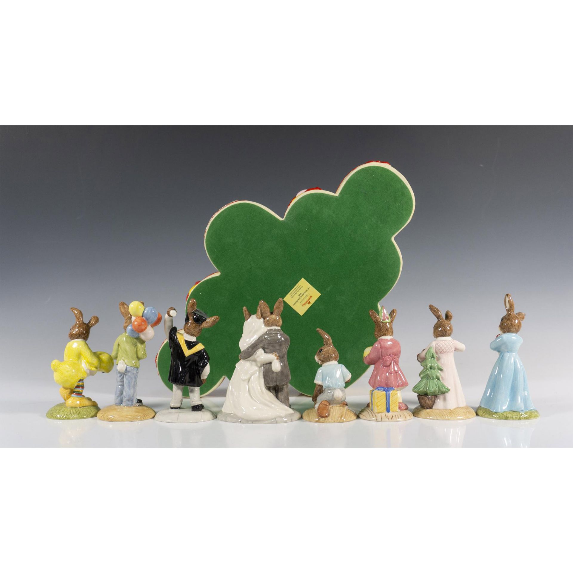 9pc Royal Doulton Bunnykins Occasions Figurines & Base - Image 2 of 4