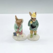 2pc Royal Doulton Bunnykins Figurines, Boy & Girl Skaters