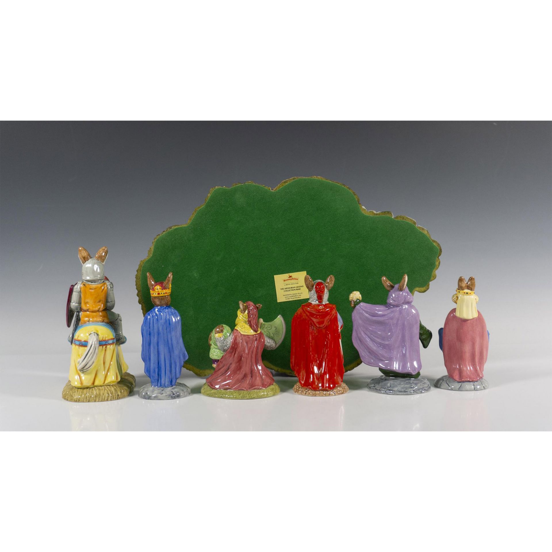 7pc Royal Doulton Bunnykins, The Arthurian Collection & Base - Image 3 of 5