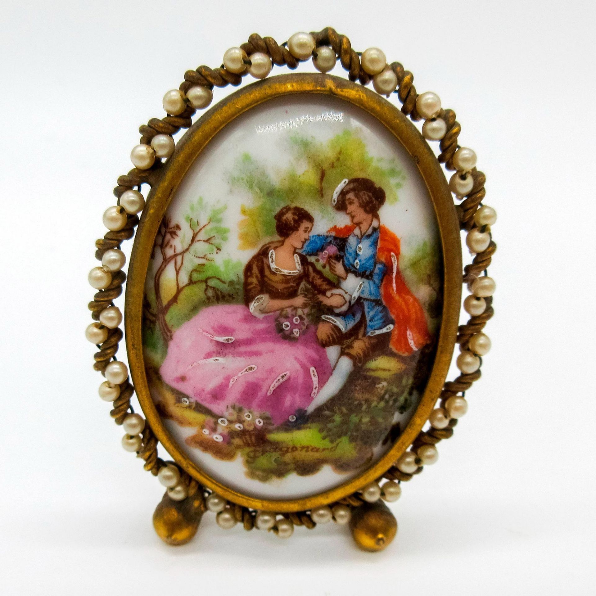 Olletsac Cromos de Limoges Mini Plaque, Courting Couple