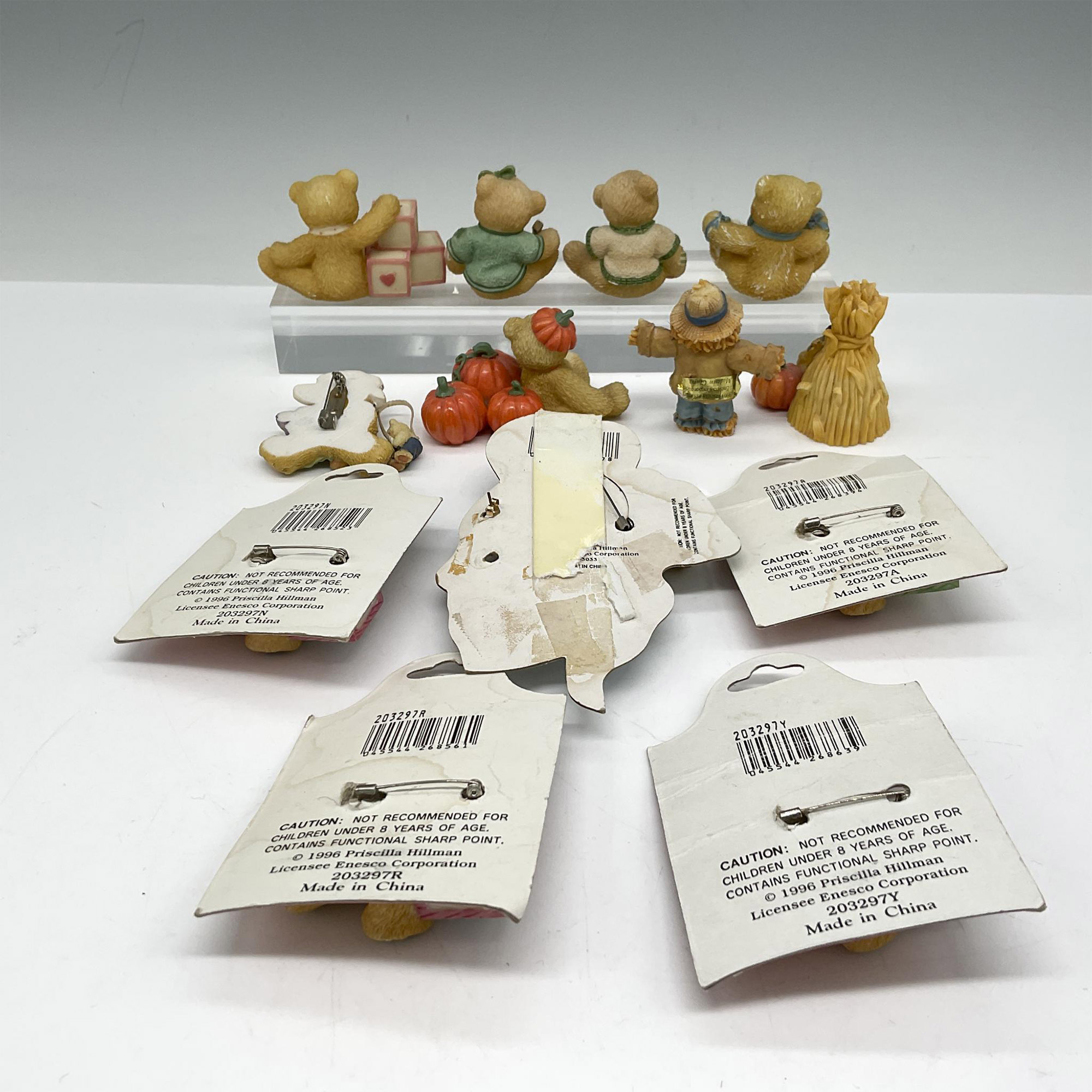 13pc Cherished Teddies Resin Figurines + Lapel Pins - Image 2 of 2