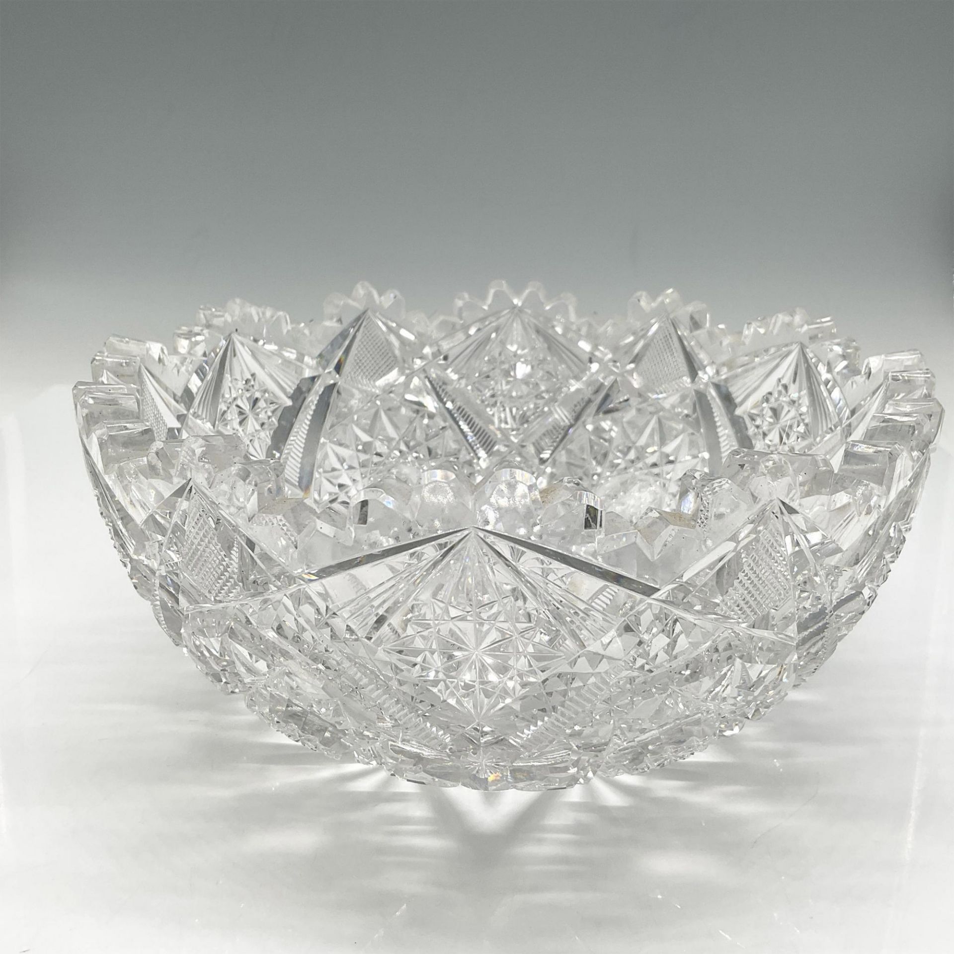 2pc American Brilliant Cut Glass Bowl and Dish - Image 3 of 4