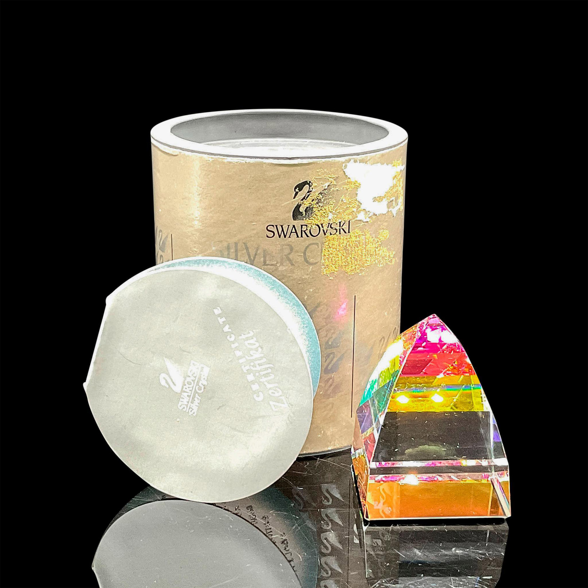 Swarovski Silver Crystal Paperweight, Pyramid Vitrail Medium - Image 4 of 4