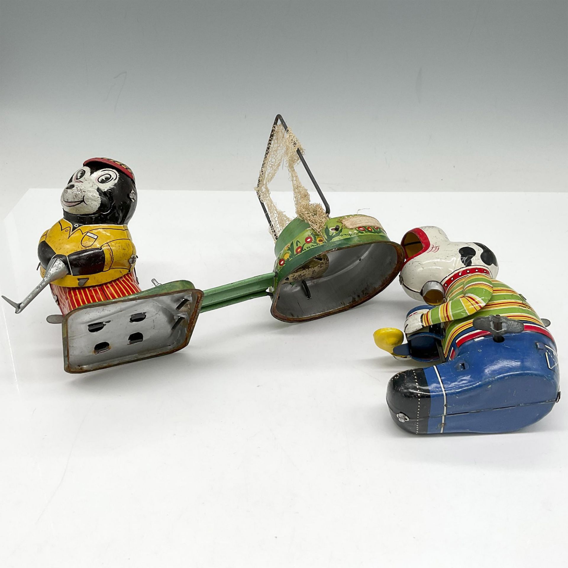 2pc Vintage TPS Japan Tin Litho Windup Toys, Bear & Dog - Bild 3 aus 3