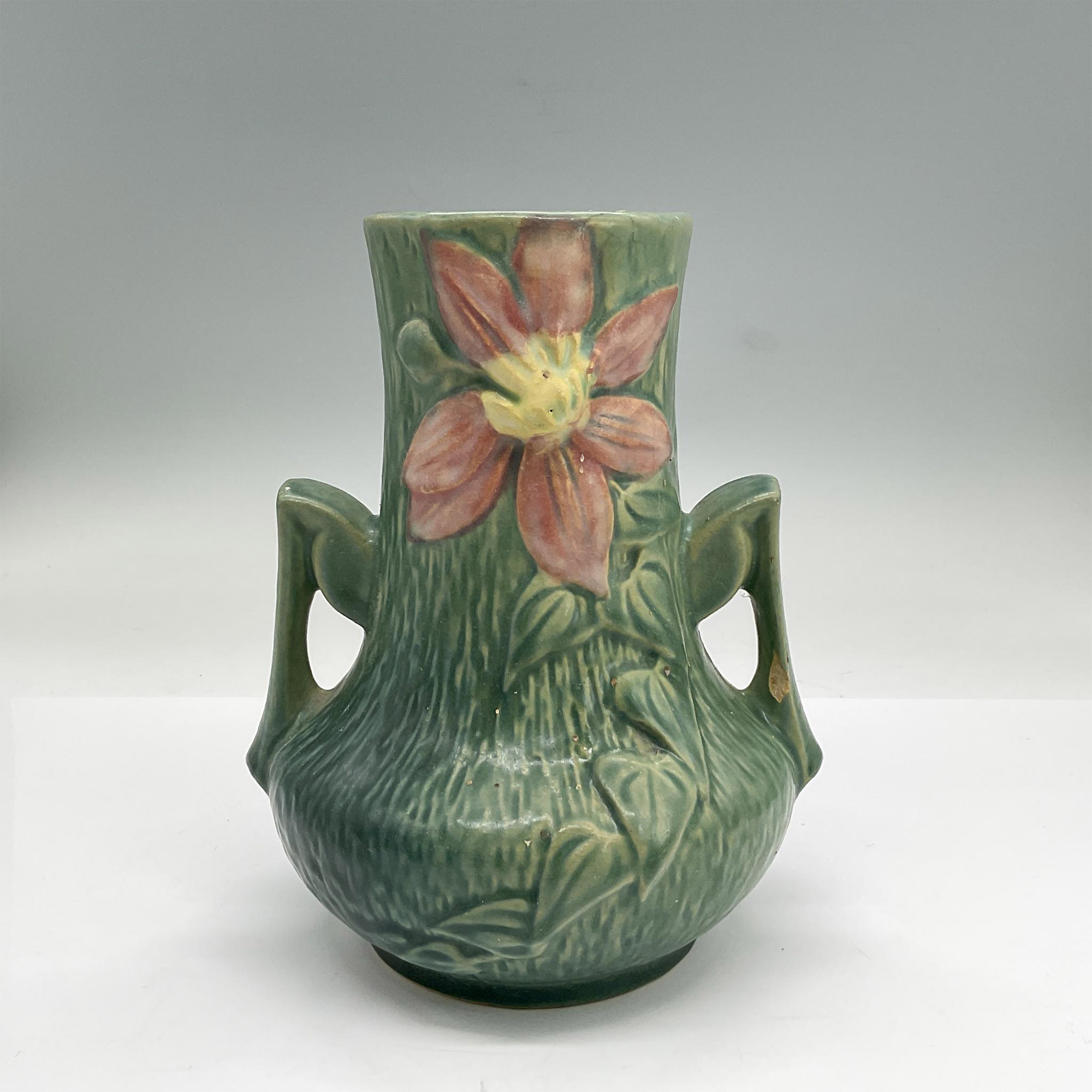 Roseville Pottery Cornucopia Vase, Clematis - Image 2 of 4