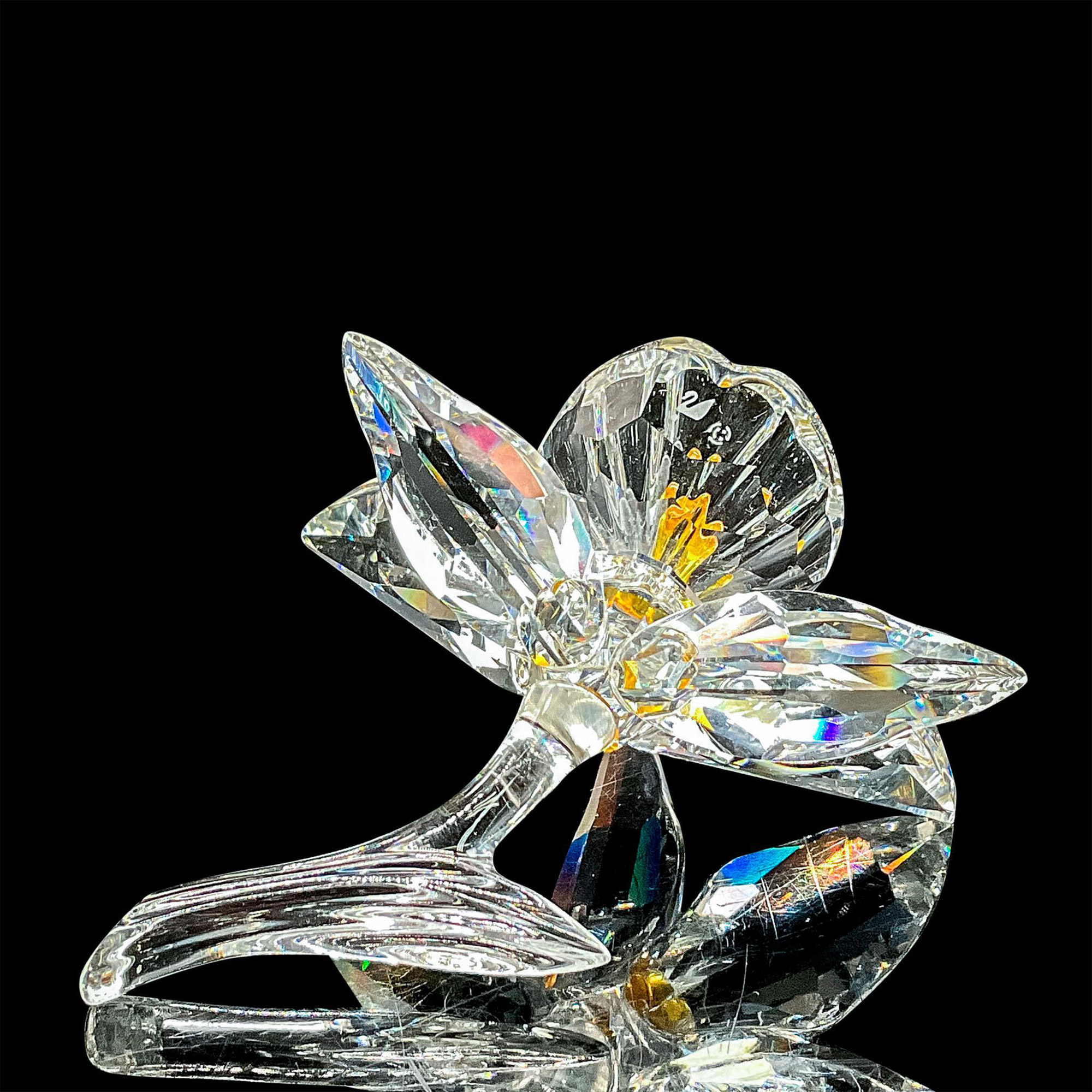 Swarovski Silver Crystal Figurine, Orchid Yellow Pistil - Image 3 of 4