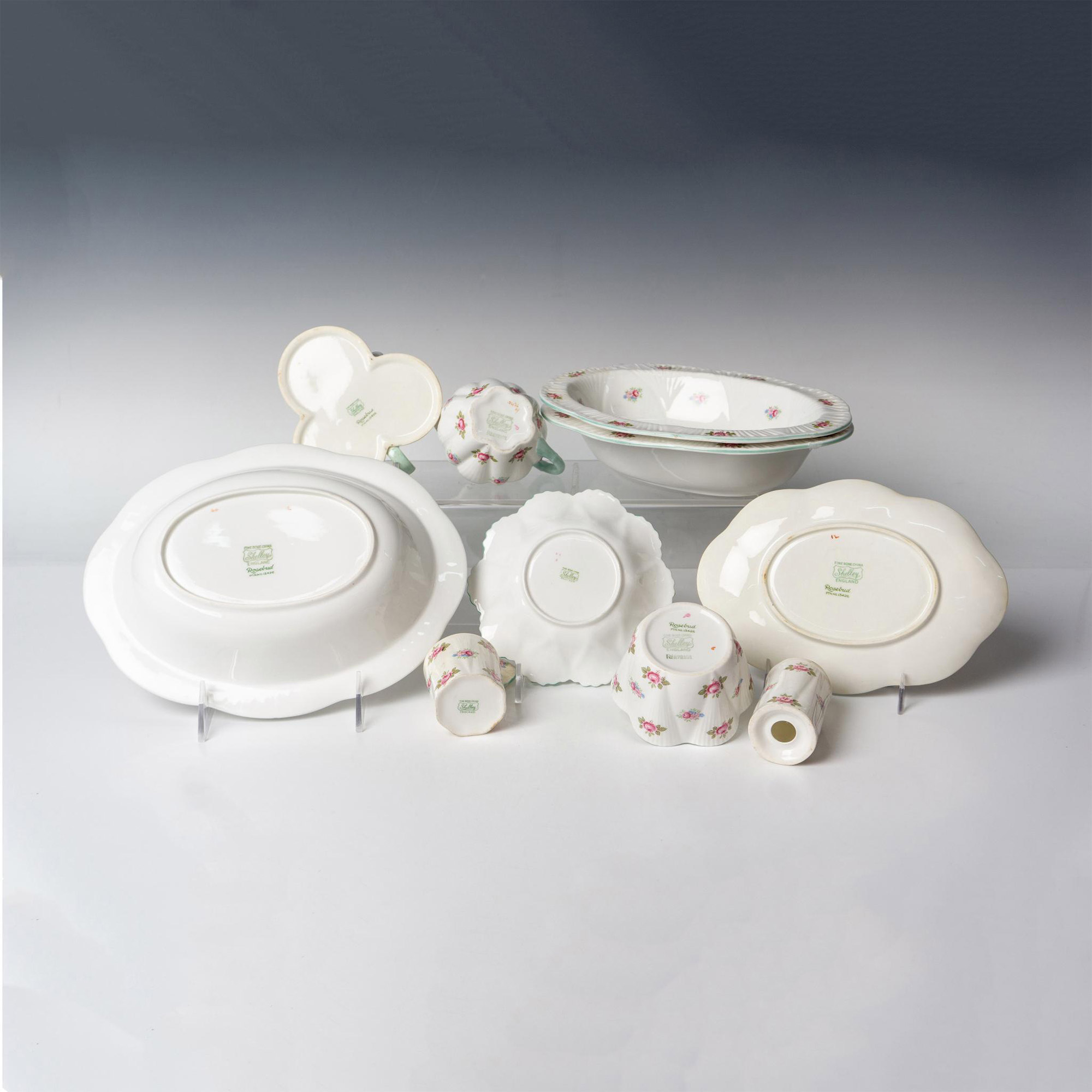 8pc Shelley Bone China Server Ware, Rosebud - Image 2 of 4