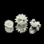 3pc Swarovski Crystal Figurine, Hedgehogs & Frog Pince