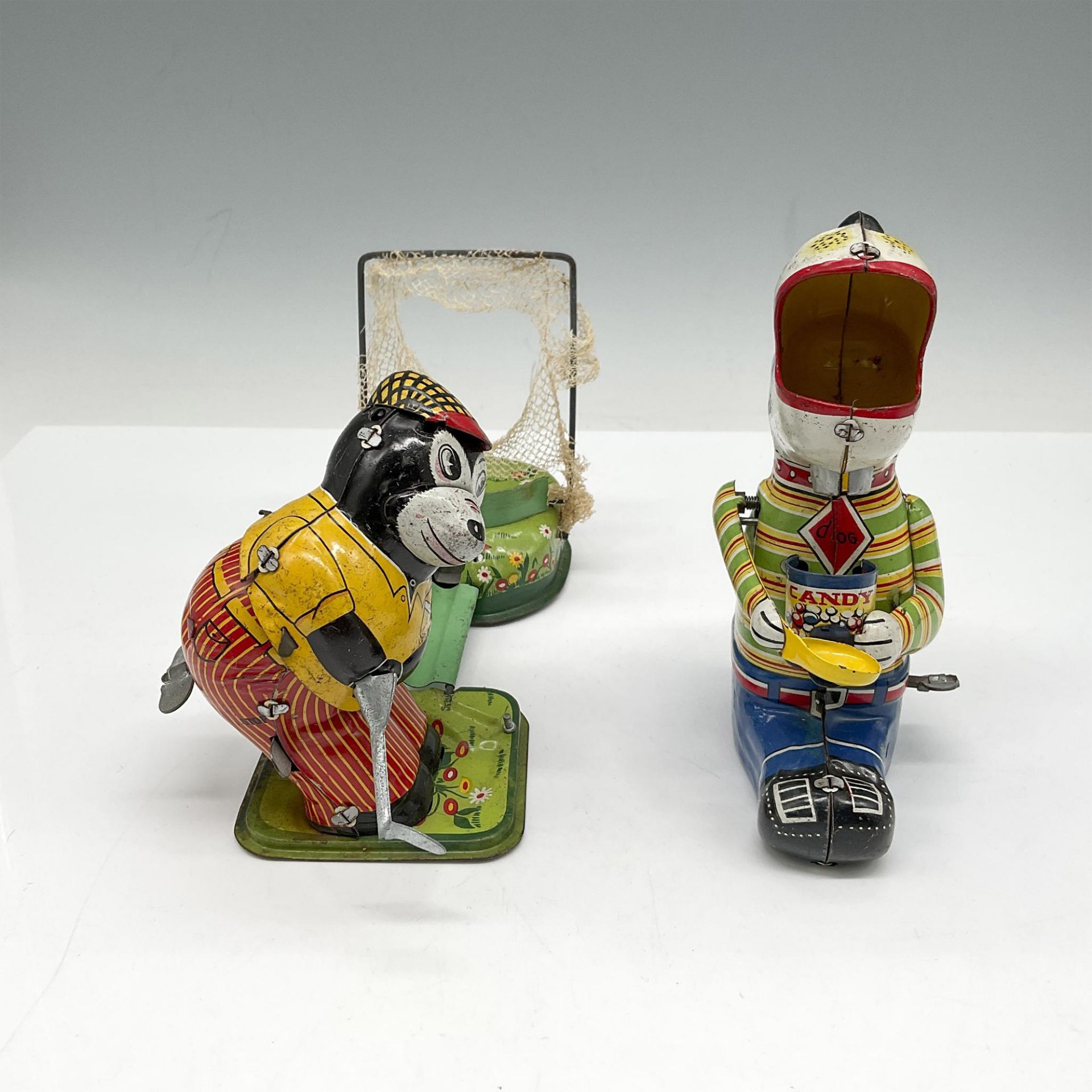 2pc Vintage TPS Japan Tin Litho Windup Toys, Bear & Dog - Bild 2 aus 3