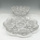 2pc American Brilliant Cut Glass Bowl and Dish