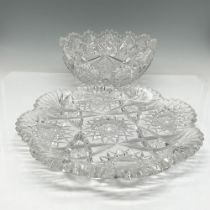 2pc American Brilliant Cut Glass Bowl and Dish