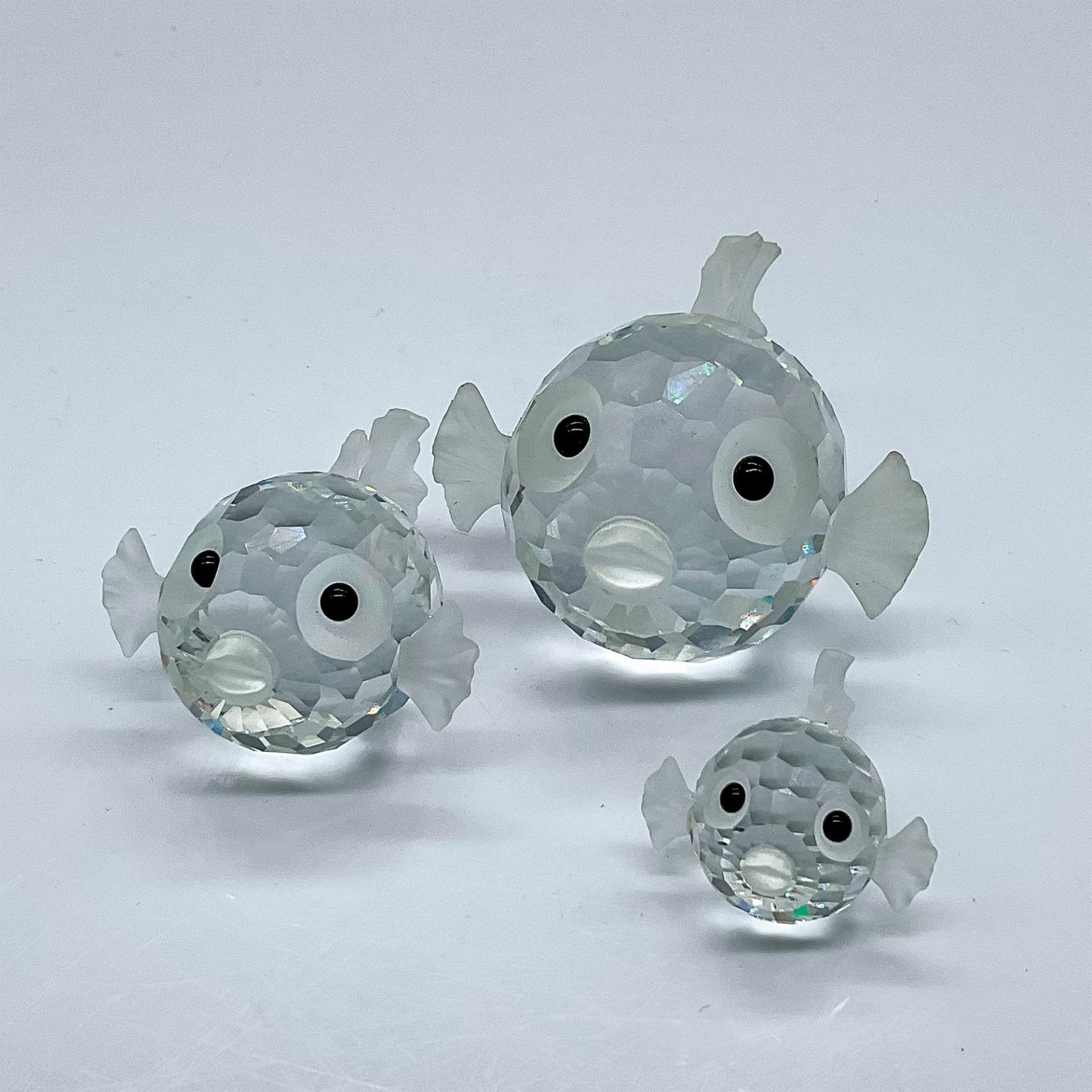 3pc Swarovski Silver Crystal Figurines, Blowfish