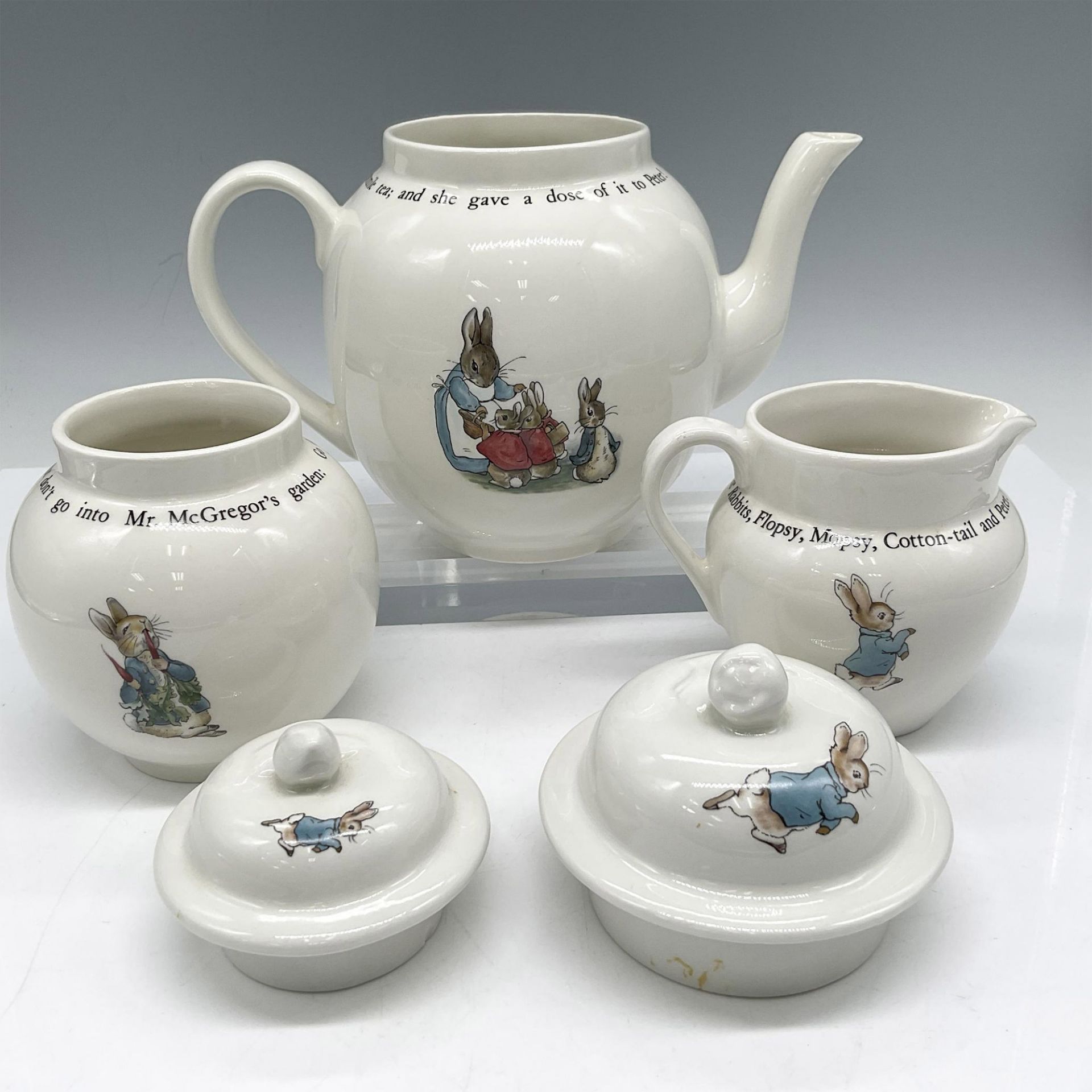 5pc Wedgwood Porcelain Beatrix Potter Peter Rabbit Tea Set - Bild 2 aus 4