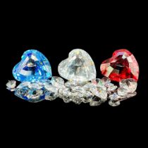 3pc Swarovski SCS Crystal Paperweight Hearts & Mini Hearts
