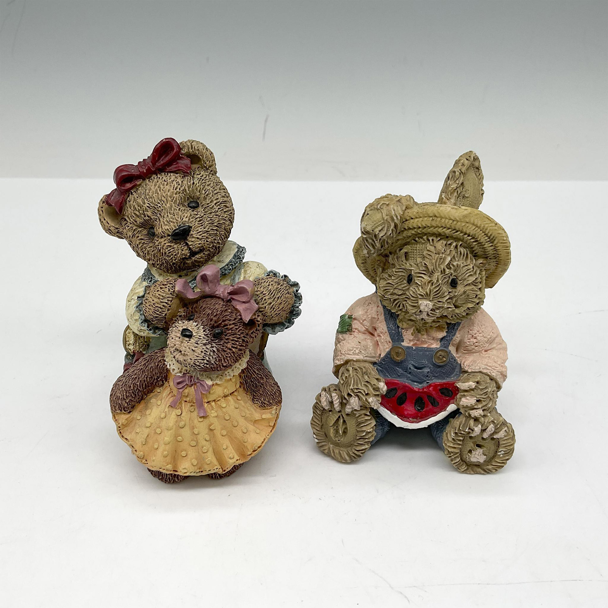 2pc Vintage Resin Bear Figurines by Antique Teddies
