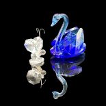 2pc Crystal Figurine Grouping Iris Arc Butterfly & Blue Swan