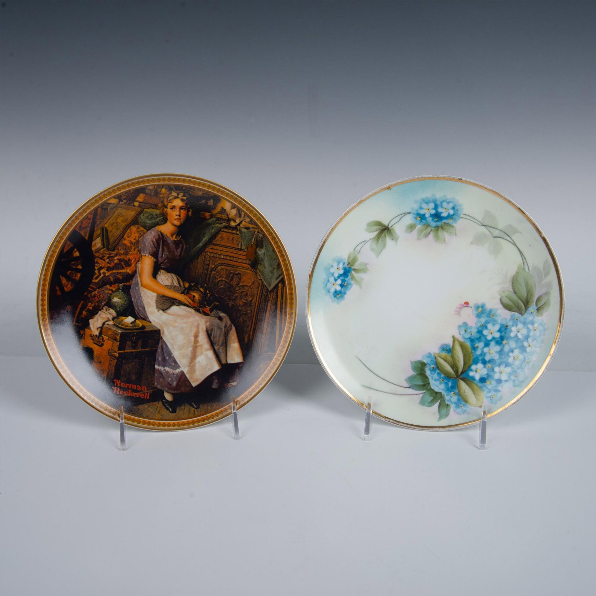 4pc Porcelain Plates, Knowles/Normal Rockwell, H&C/Flowers - Bild 3 aus 4