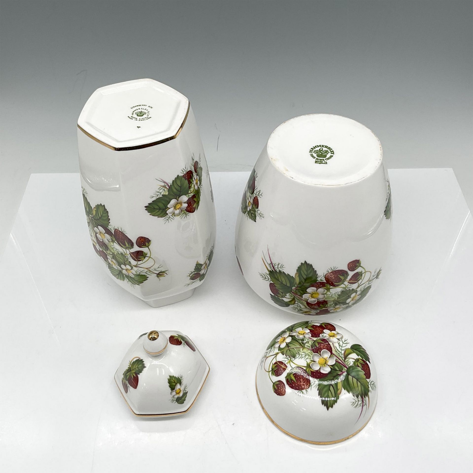 2pc Hammersley Bone China Covered Jars, Strawberry Ripe - Image 3 of 3