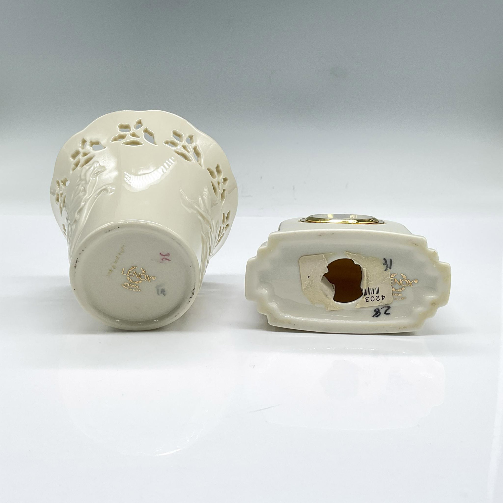 2pc Lenox Porcelain Eternal Clock and Mini Vase - Image 3 of 3