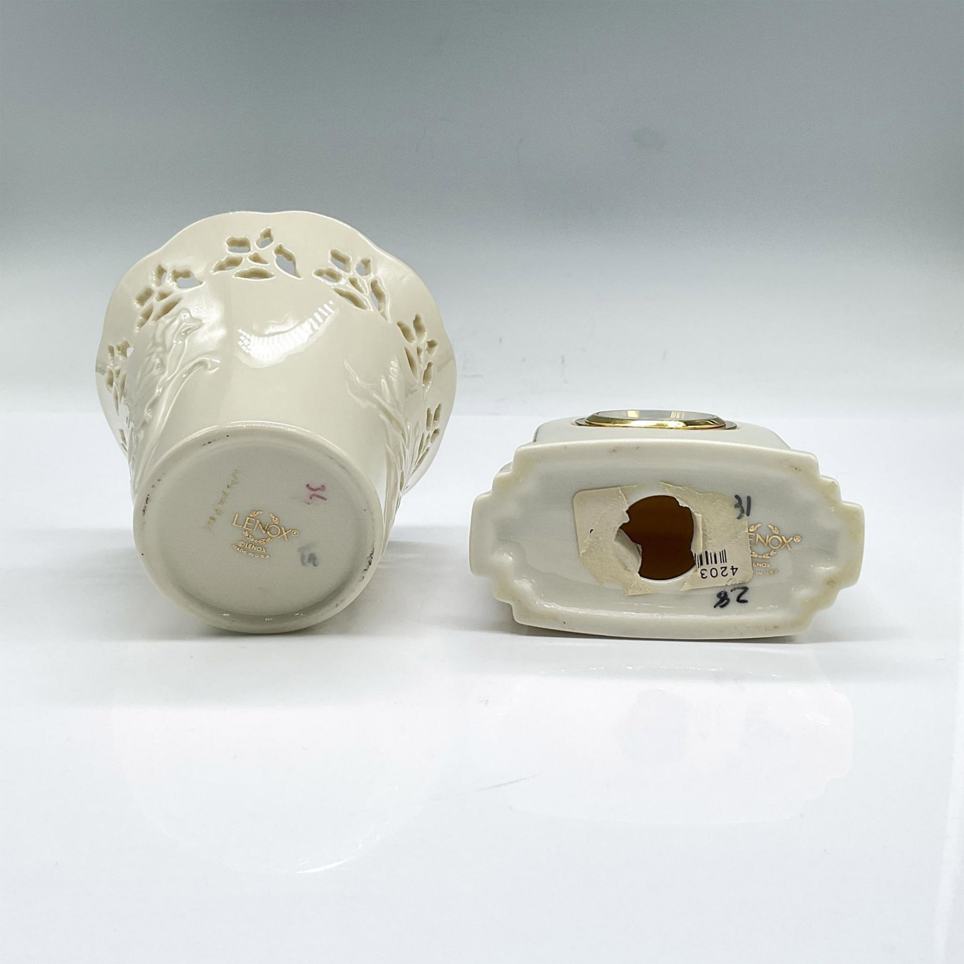 2pc Lenox Porcelain Eternal Clock and Mini Vase - Bild 3 aus 3