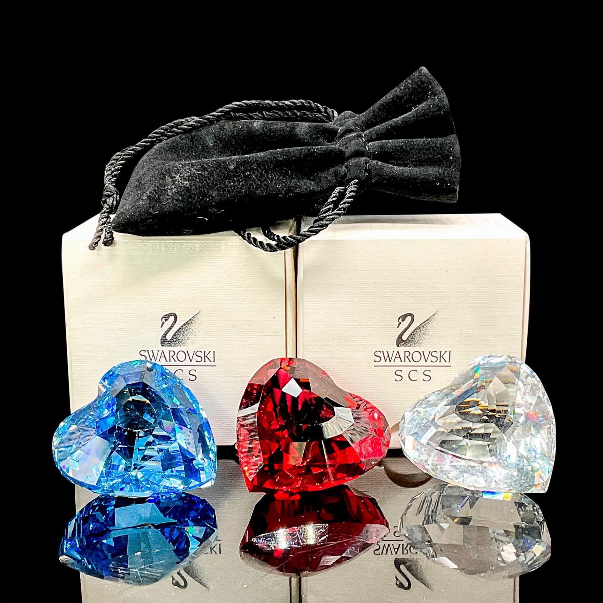3pc Swarovski SCS Crystal Paperweight Hearts & Mini Hearts - Bild 4 aus 4