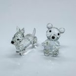 2pc Swarovski Silver Crystal Figurines, Bear and Terrier