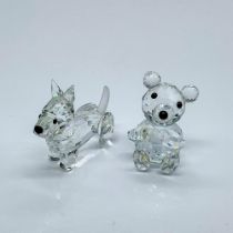 2pc Swarovski Silver Crystal Figurines, Bear and Terrier