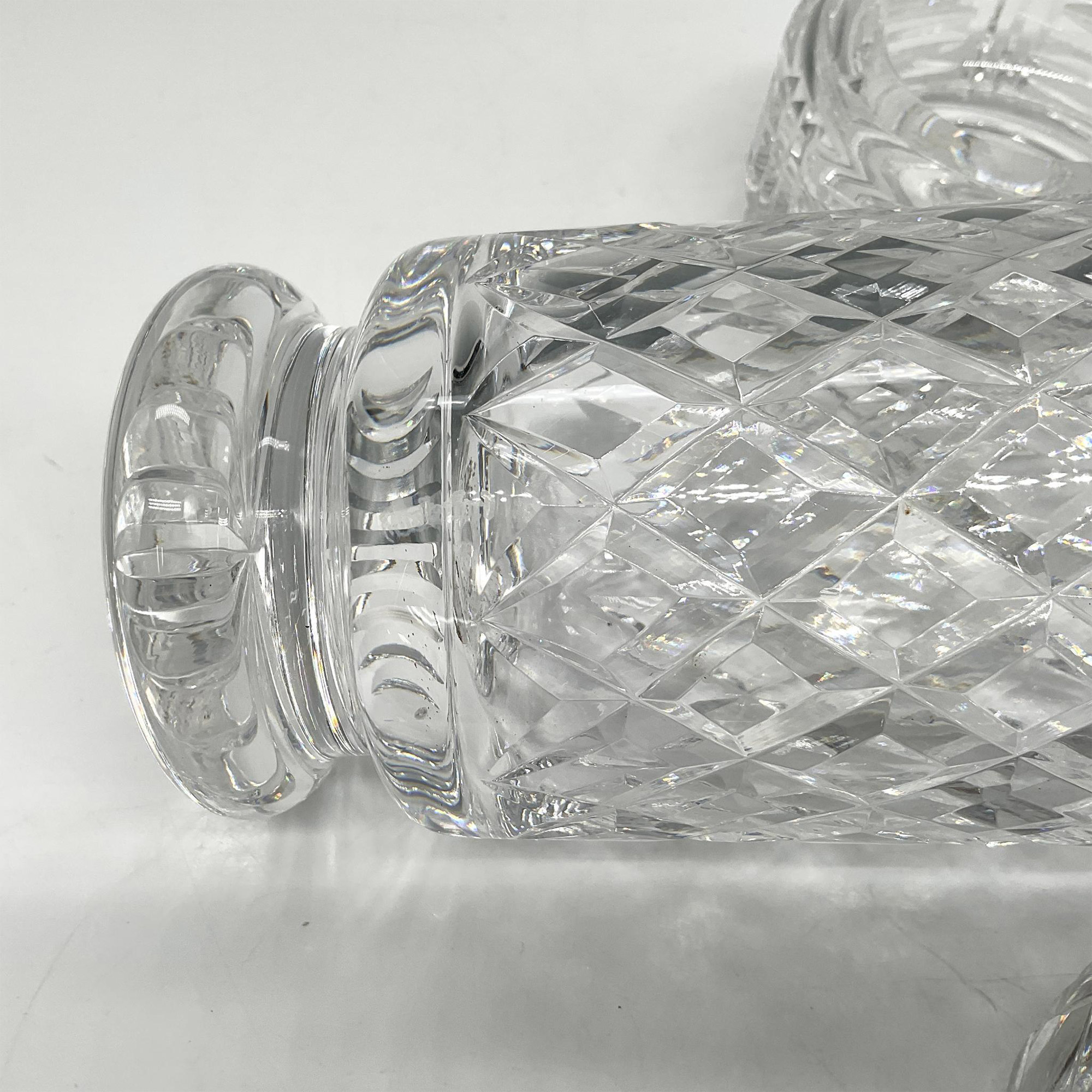 3pc Waterford Crystal Vase & Barrel Candle Holders - Image 3 of 3