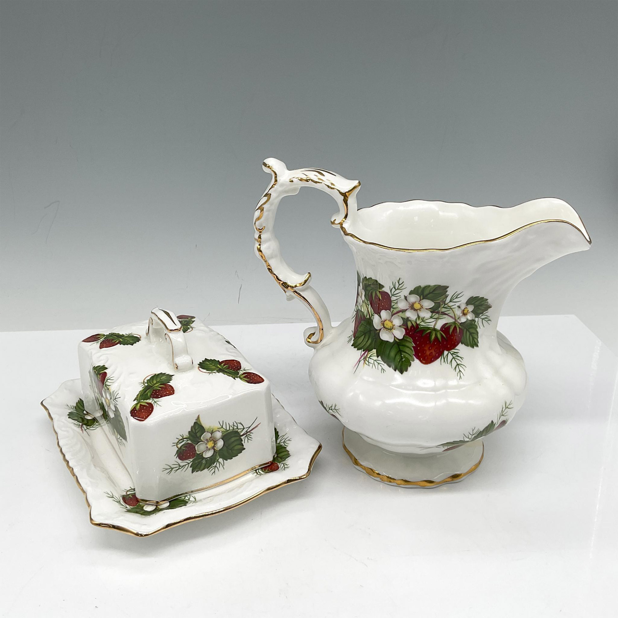 2pc Hammersley Bone China Serve Ware, Pitcher + Butter Dish - Image 2 of 3