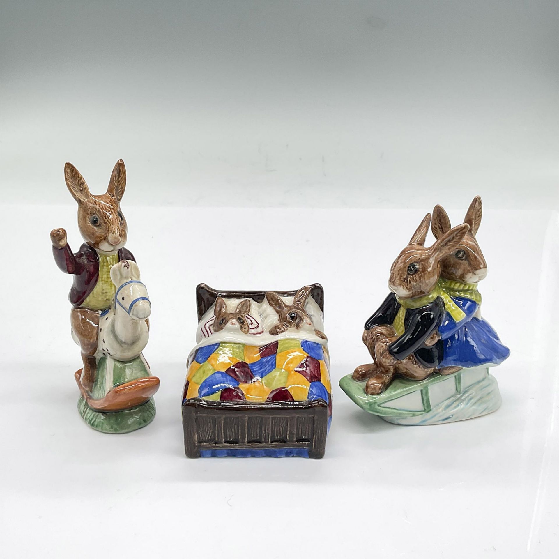 3pc Royal Doulton Bunnykins, Tally Ho/Sleigh Ride/Sleepytime