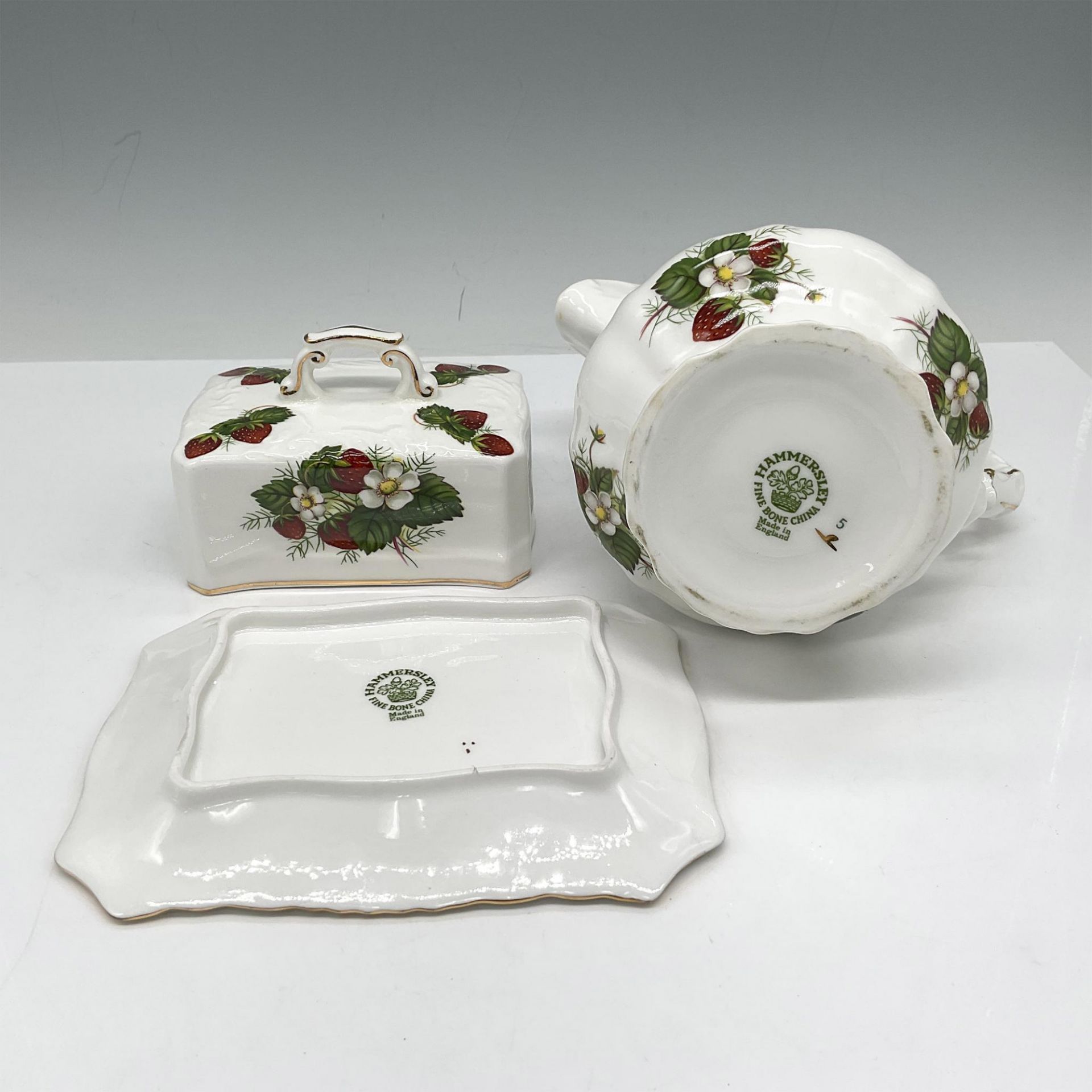 2pc Hammersley Bone China Serve Ware, Pitcher + Butter Dish - Image 3 of 3