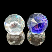 2pc Swarovski Crystal Paperweight, SCS Swan and Purple Prism