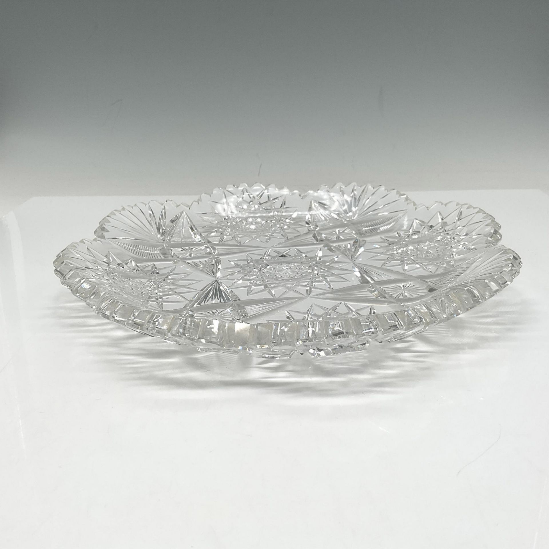 2pc American Brilliant Cut Glass Bowl and Dish - Bild 4 aus 4