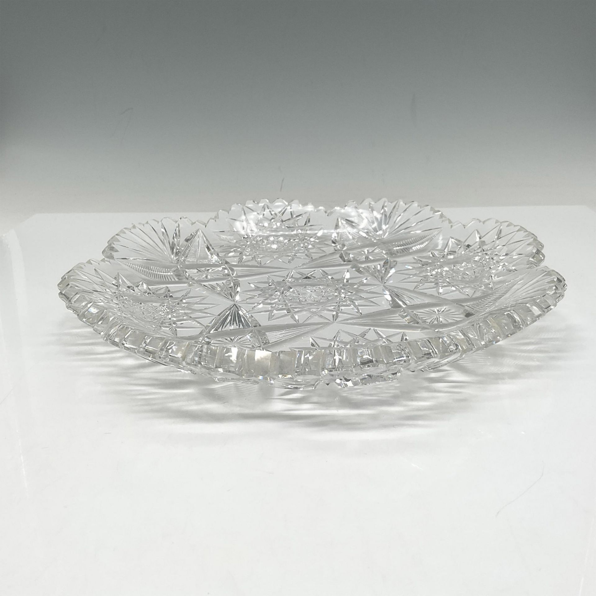 2pc American Brilliant Cut Glass Bowl and Dish - Image 4 of 4