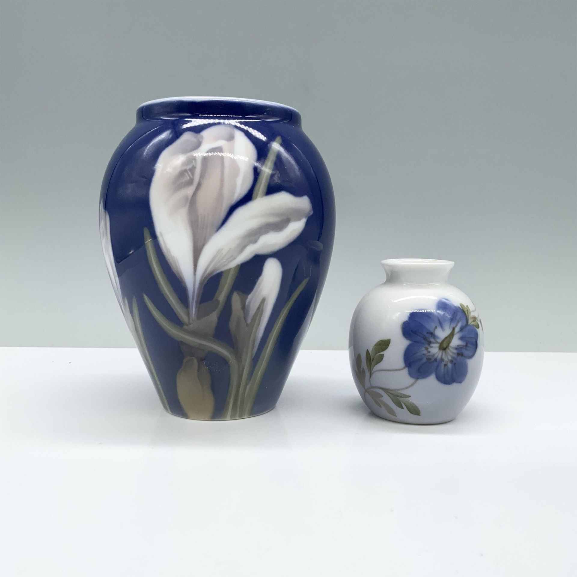 2pc Royal Copenhagen Porcelain Floral Vases