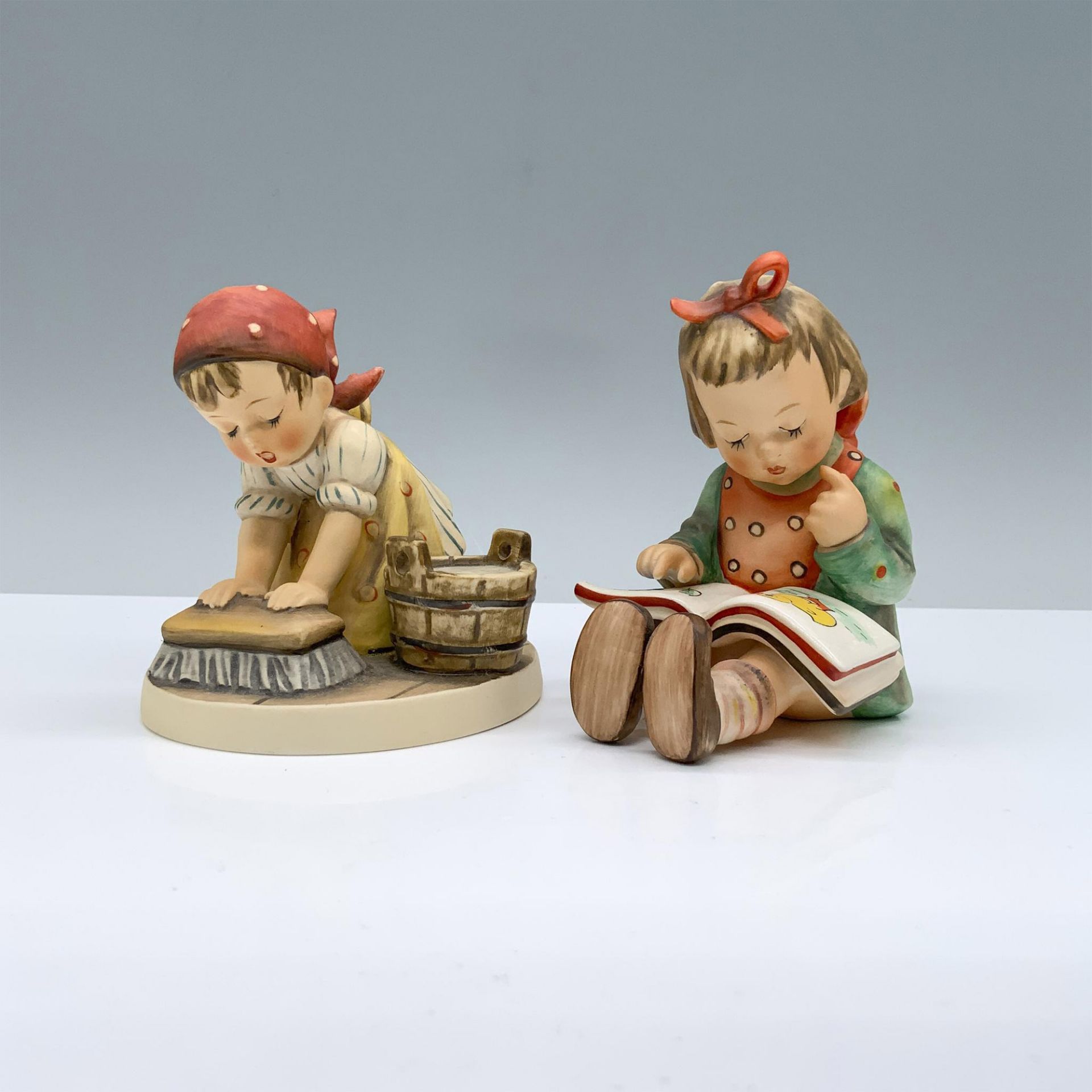 2pc Goebel Hummel Figurines, Big Housecleaning and Book Worm