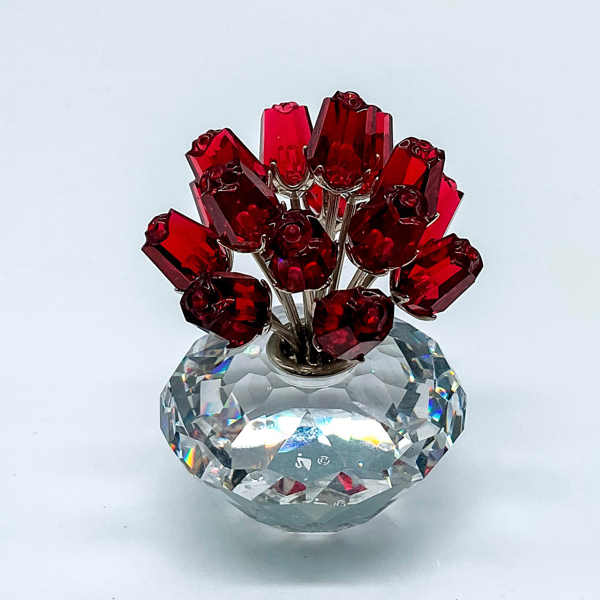 Swarovski Crystal Figurine, Vase of Red Roses