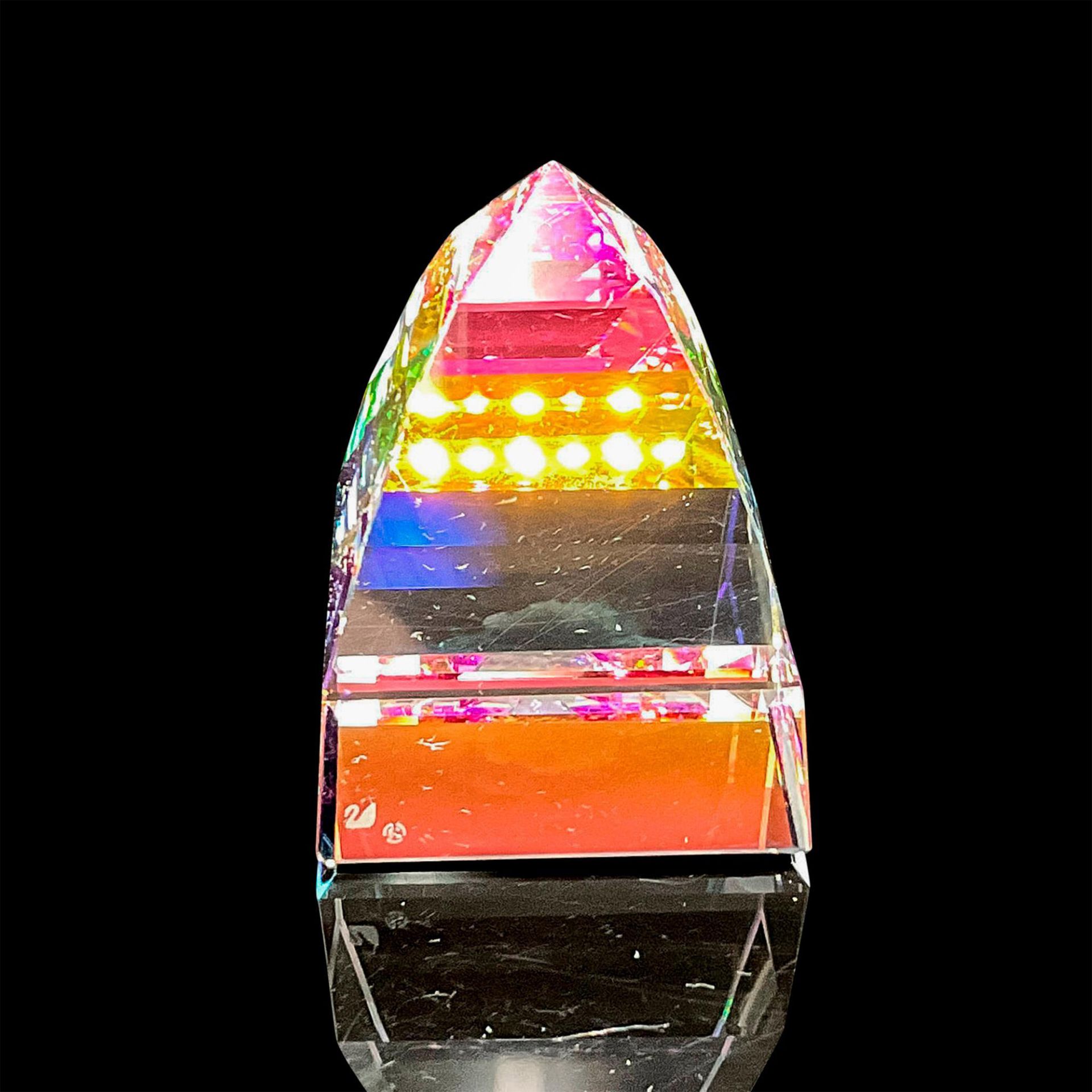 Swarovski Silver Crystal Paperweight, Pyramid Vitrail Medium