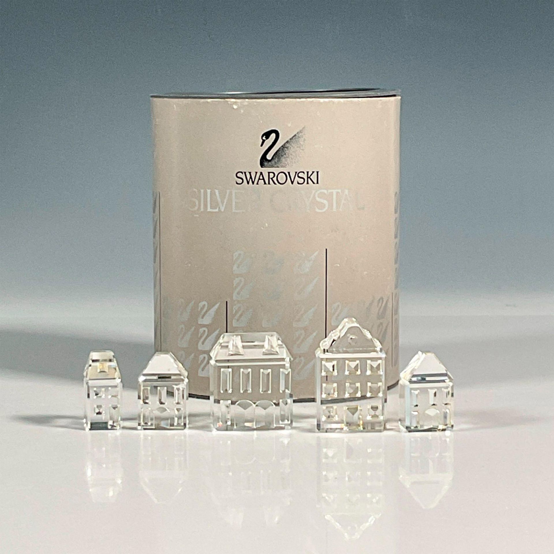 5pc Swarovski Silver Crystal Figurines, Houses - Bild 2 aus 4