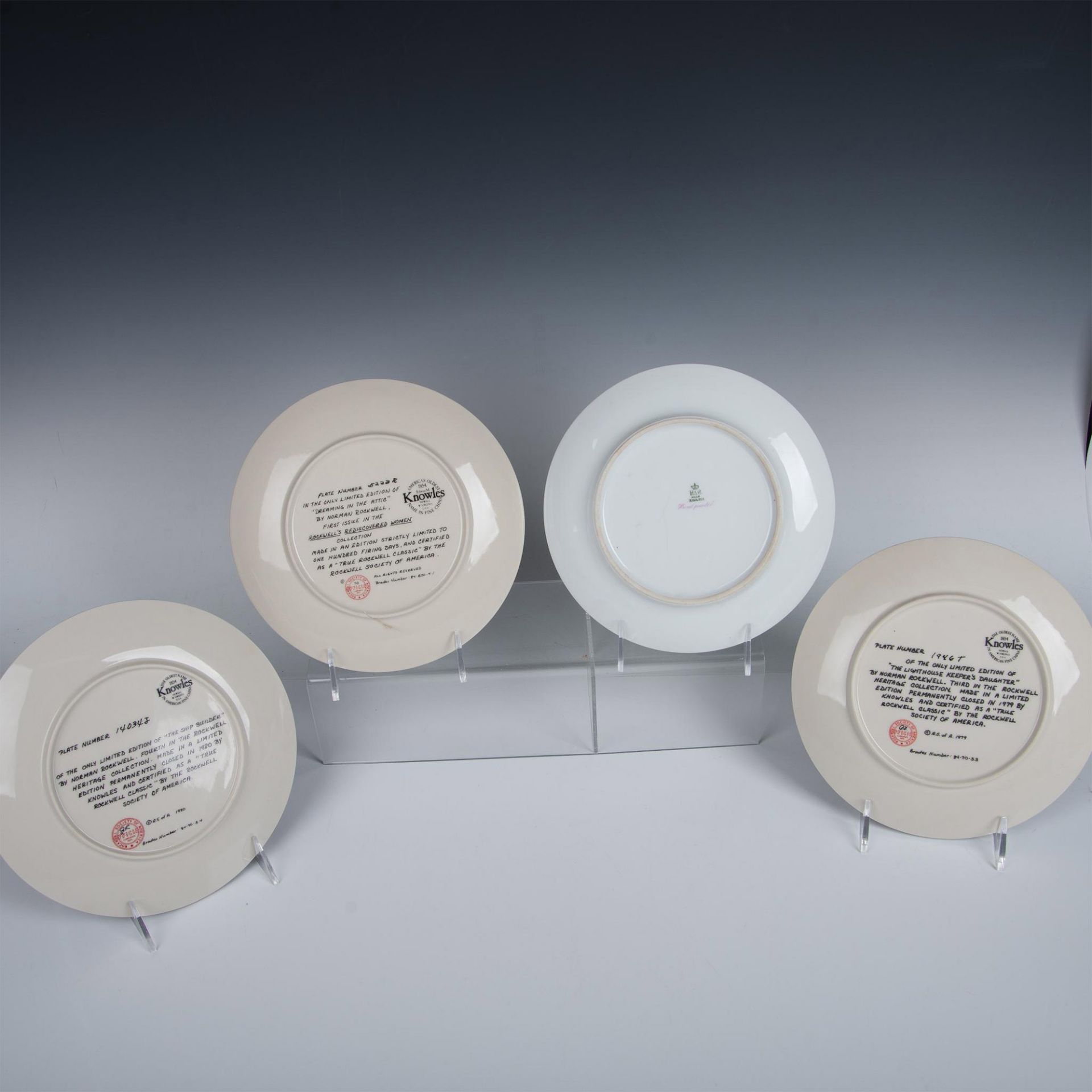 4pc Porcelain Plates, Knowles/Normal Rockwell, H&C/Flowers - Bild 2 aus 4