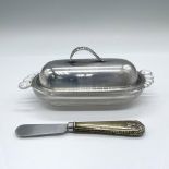 2pc International Sterling Silver Butter Dish + Butter Knife