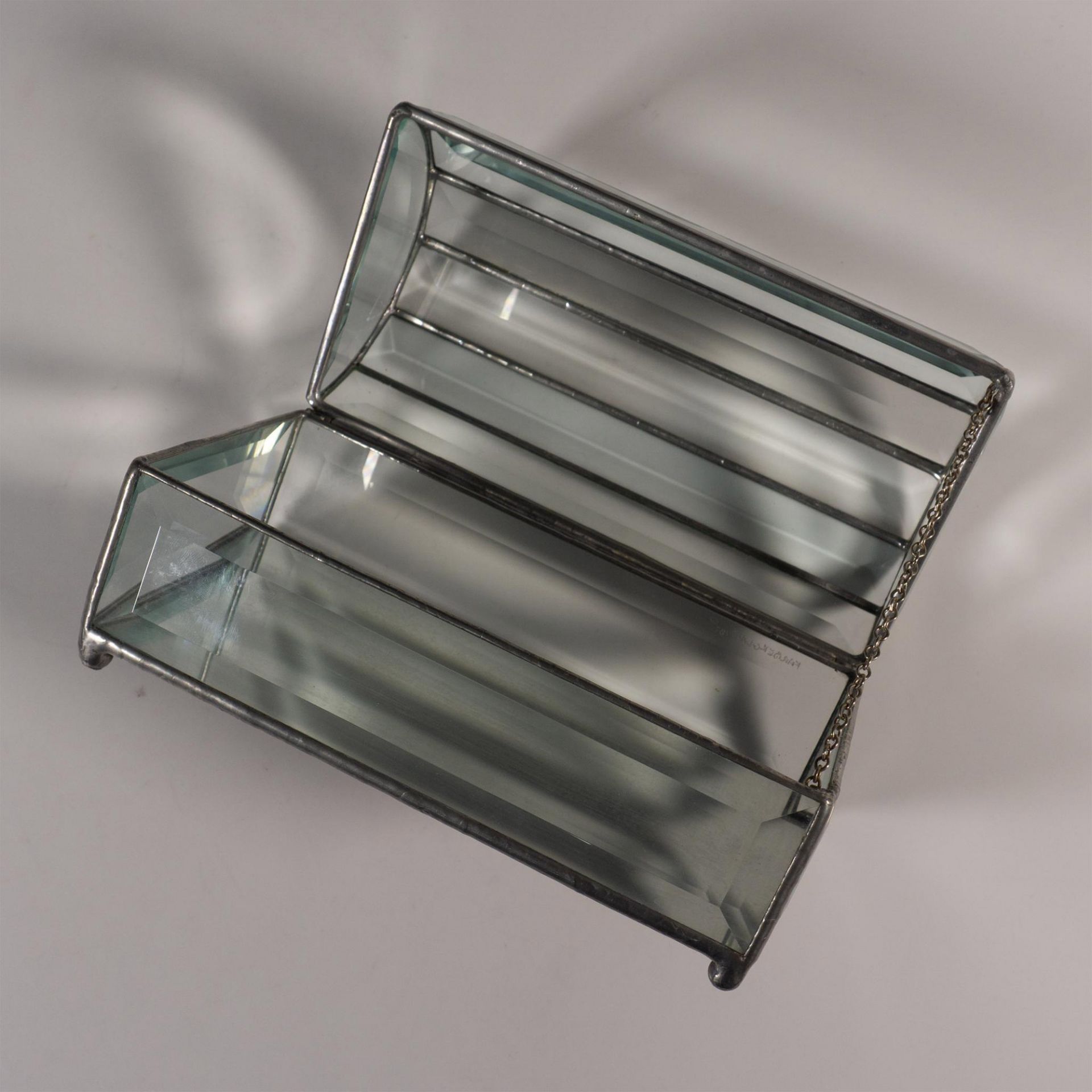 Vintage Clear Thick Leaded Glass & Mirror Trinket Box - Image 6 of 6