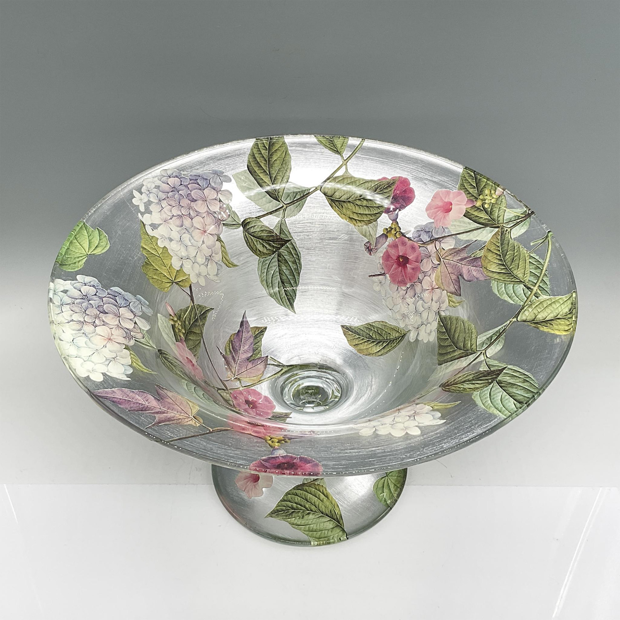 Art Glass Decoupage Bowl by Scott Potter, Spring Flowers - Image 2 of 4