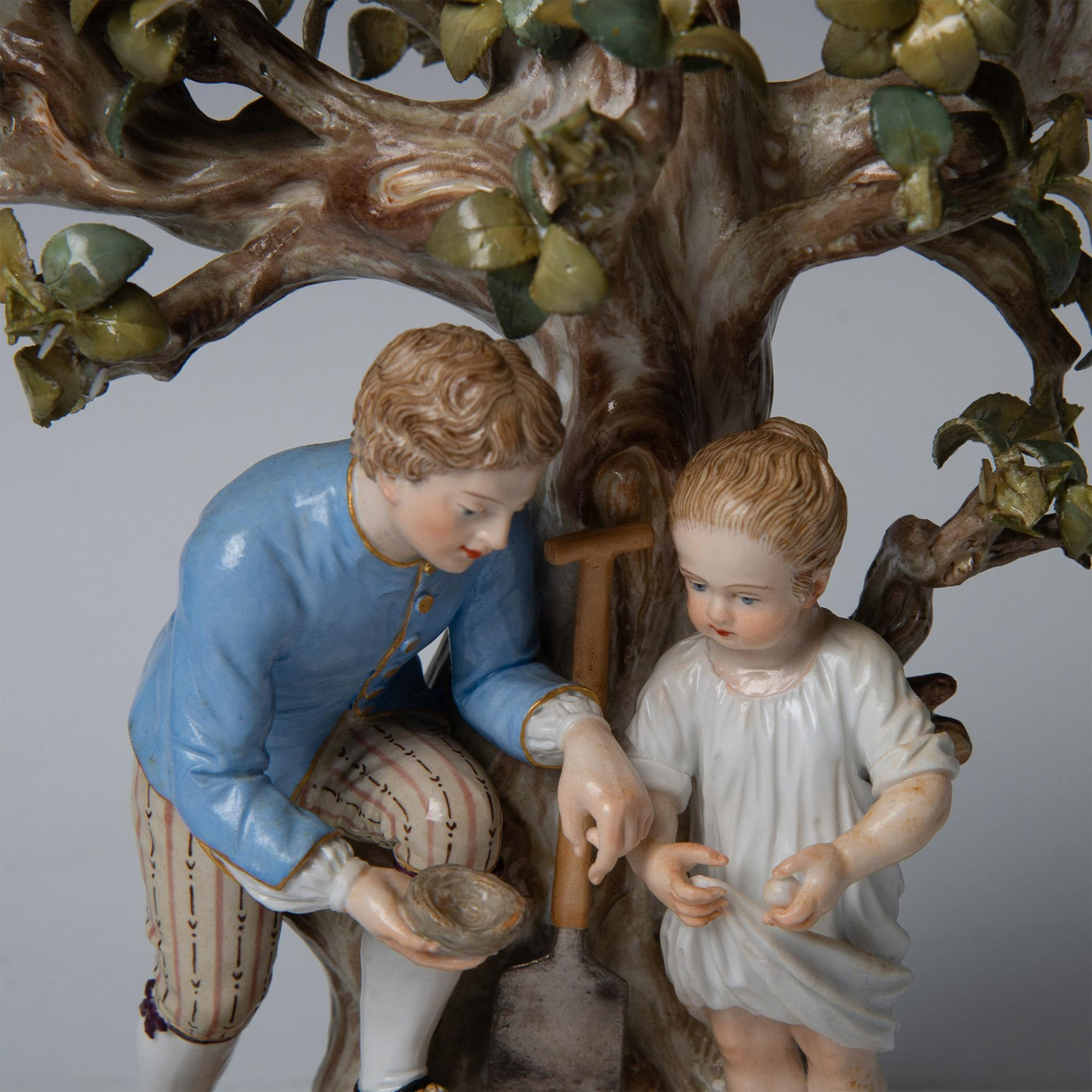 Pair of Meissen Porcelain Candle Holders, Egg Thieves - Image 5 of 9