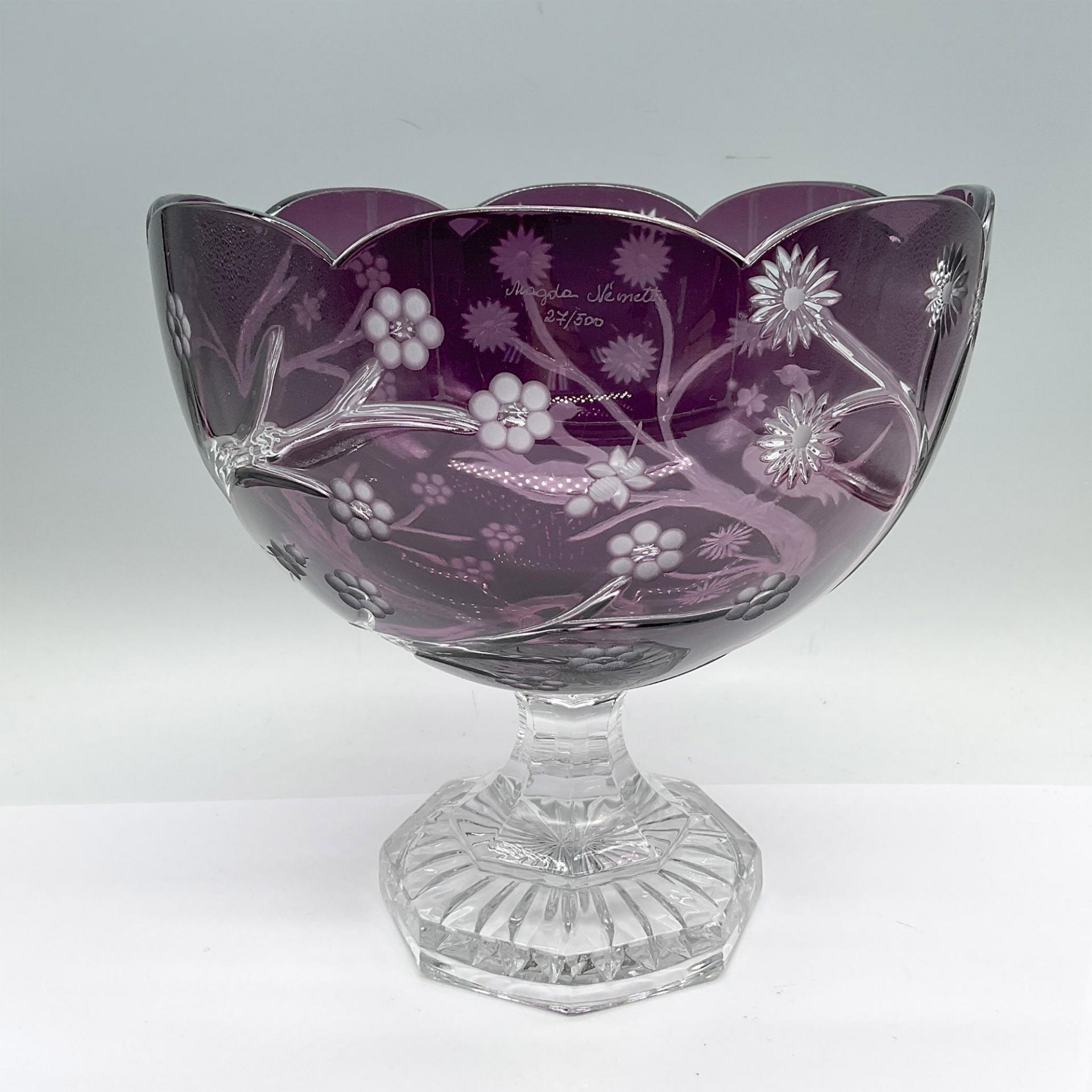 Magda Nemeth Amethyst Crystal Punch Bowl, Signed - Image 2 of 4