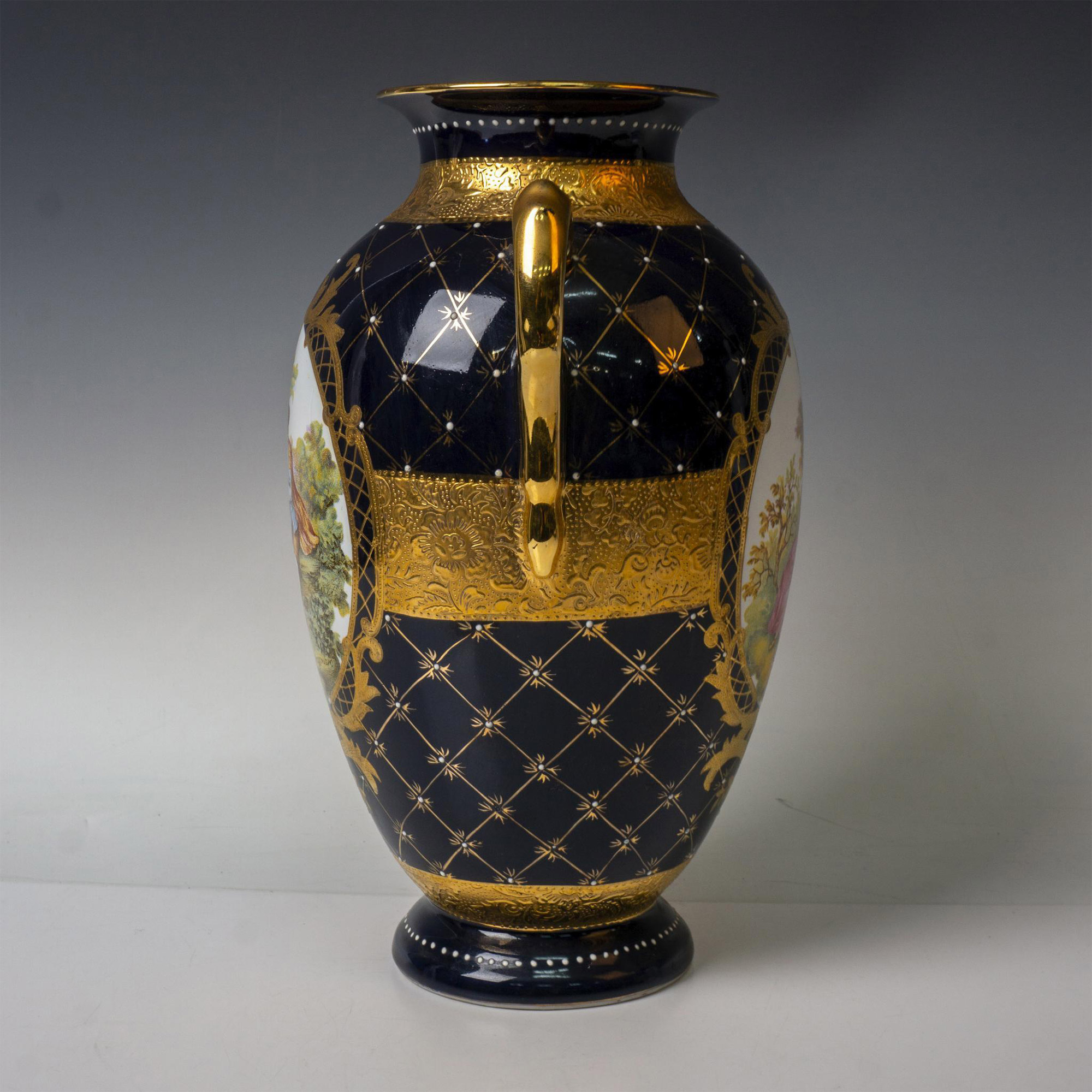 P.R.G. Limoges Fragonard Fine Porcelain Vase, Courting - Image 2 of 5