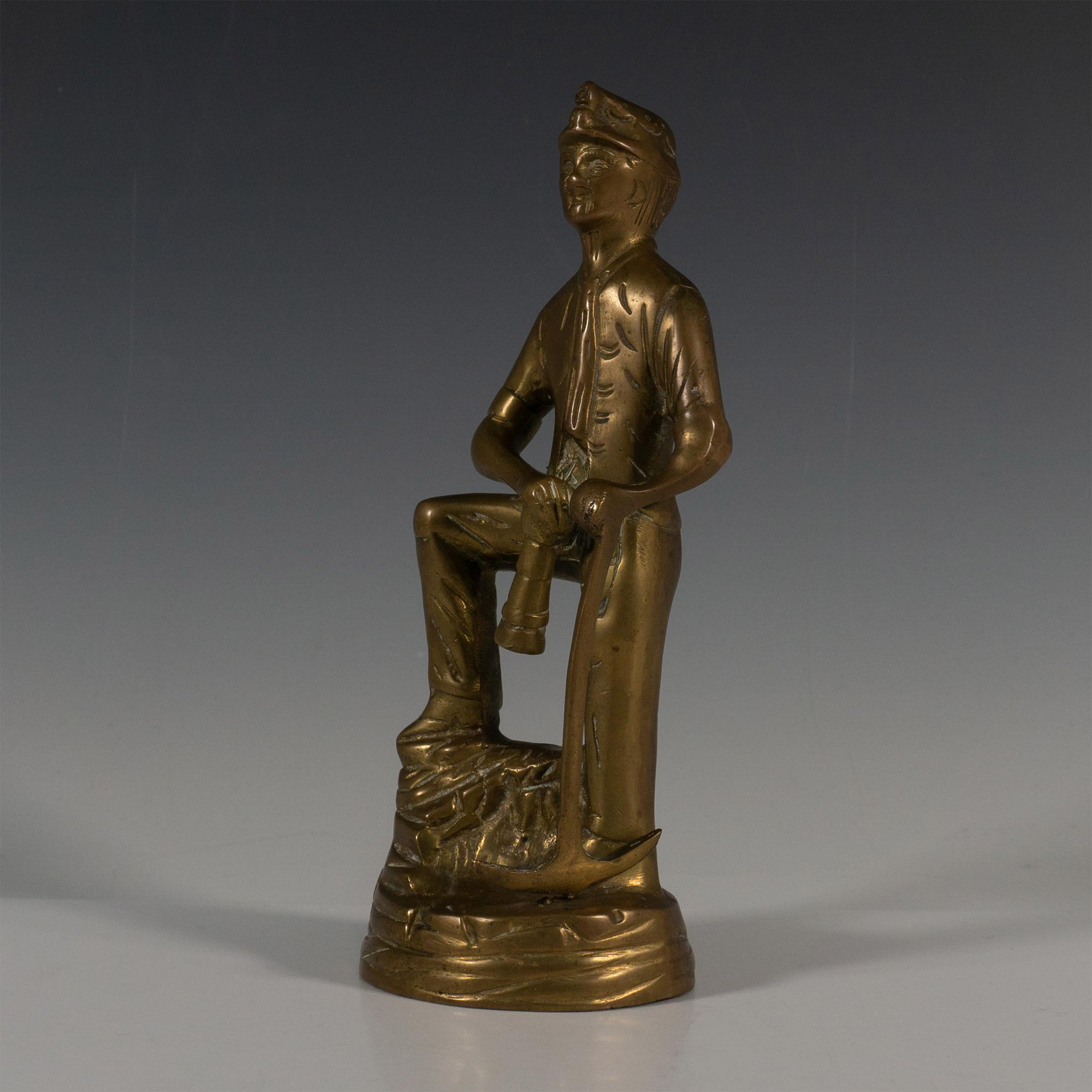 Vintage Solid Brass Decorative Statuette Coal Miner - Image 2 of 5