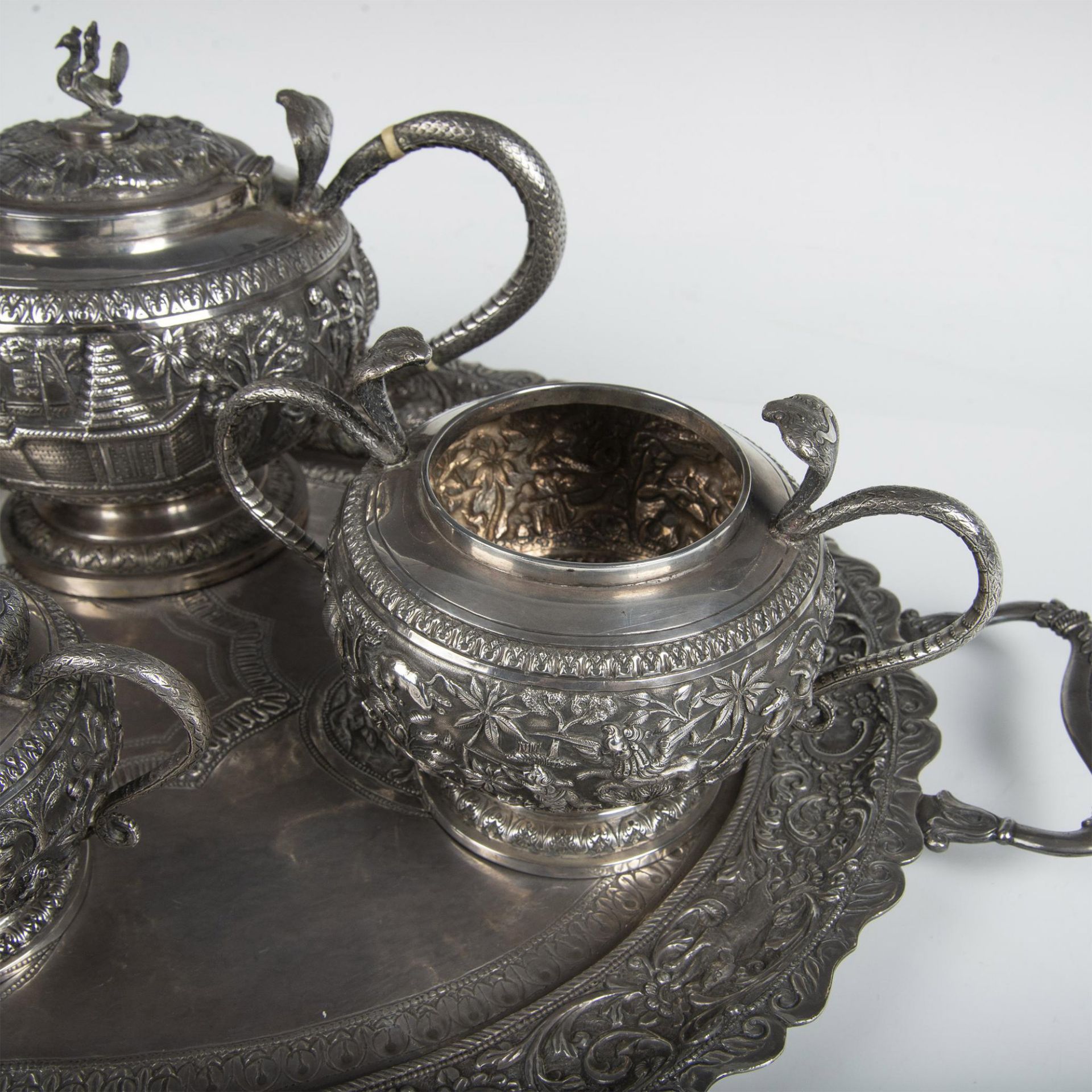 5pc Indian Silver Coffee and Tea Set - Bild 3 aus 10