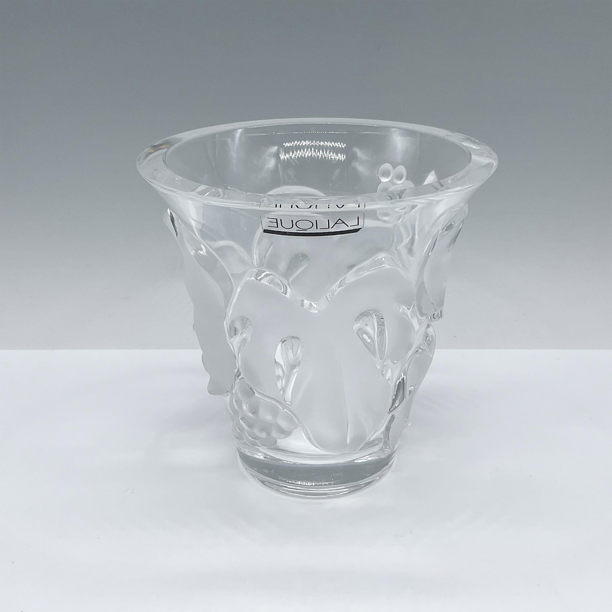 Lalique French Crystal Saumur Grapes and Leaves Vase - Image 2 of 3